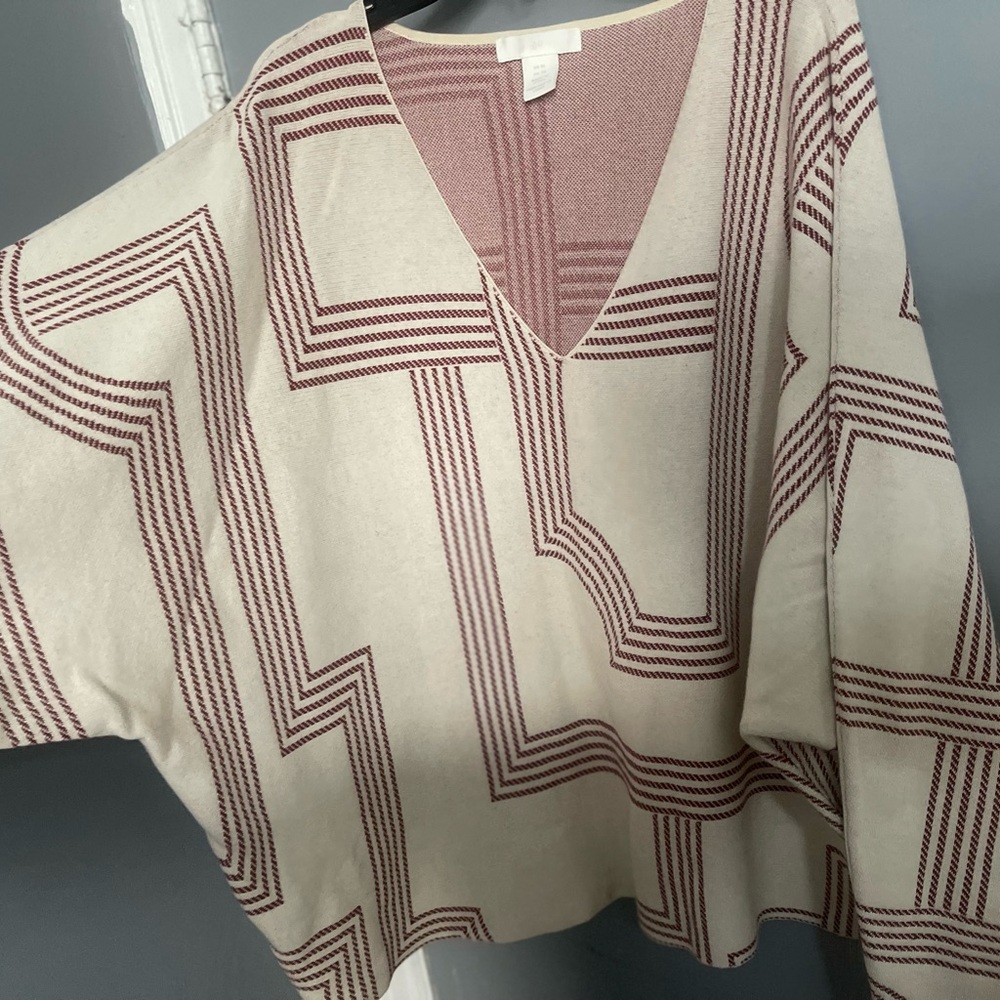 Striped Cranberry and White Sweater Set.